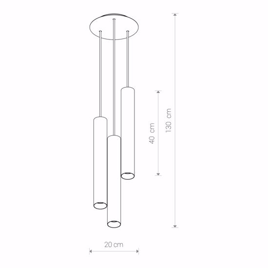 Lampadari tre cilindri a cascata metallo nero per cucina