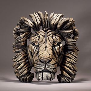 Scultura da tavolo testa di leone edge soprammobile artigianale argilla marmo