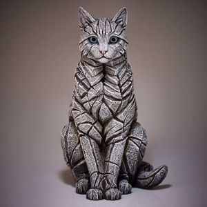Edge scultura da tavolo gatto bianco occhi azzurri soprammobile artigianale