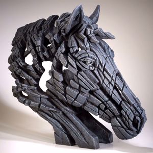 Edge scultura  da tavolo testa di cavallo soprammobile nero artigianale