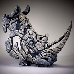 Edge busto di rinoceronte grande scultura da tavolo artigianale