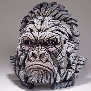 Edge busto scultura testa gorilla bianco decorata artigianale