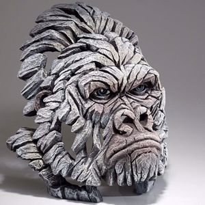 Edge busto scultura testa gorilla bianco decorata artigianale