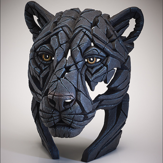 Edge scultura da tavolo testa pantera nera artigianale