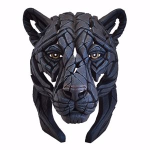 Edge scultura da tavolo testa pantera nera artigianale