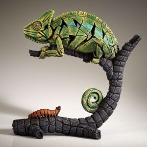 Edge camaleonte verde scultura soprammobile artigianale decorato a mano