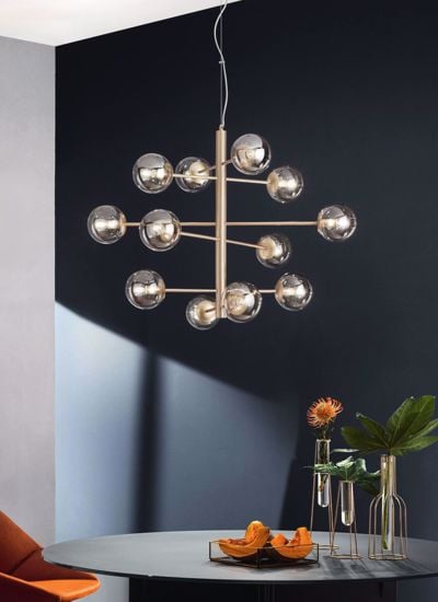 Ondaluce lampadario eliseo design minimal oro per soggiorno contemporaneo