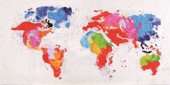 Quadro planisfero dipinto mappa del mondo 120x60 promozione ultimo pezzo