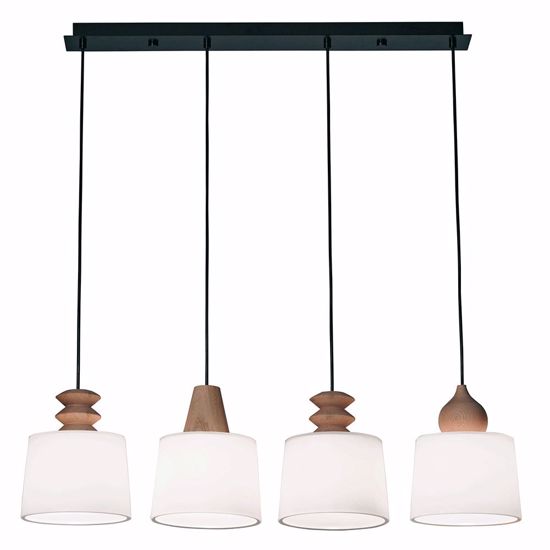 Lampadari a sospensione moderni da tavolo cucina soggiorno barra 4 luci vetro legno