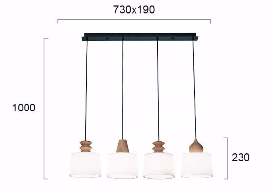 Lampadari a sospensione moderni da tavolo cucina soggiorno barra 4 luci vetro legno