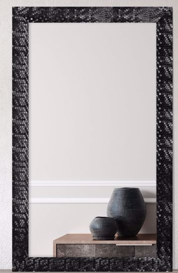 Specchio 40x130 da parete rettangolare con cornice nera decorativa