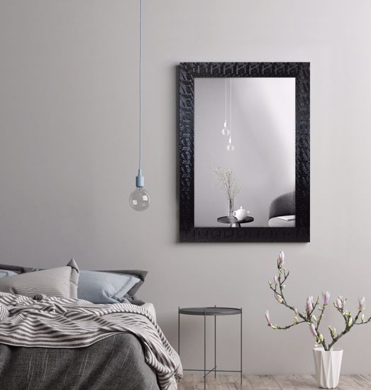 Specchio da parete cornice nera 50x70 design moderna per camera da letto