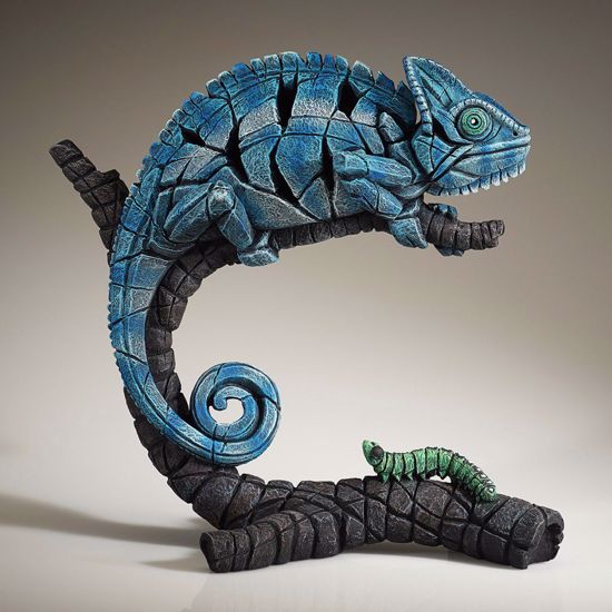 Scultura edge camaleonte blue design artistica artigianale inglese