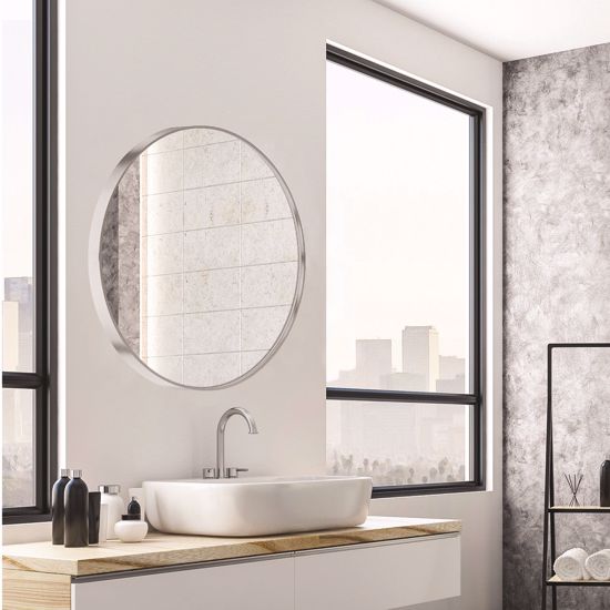 Specchio da bagno rotondo bordo grigio 70cm moderno