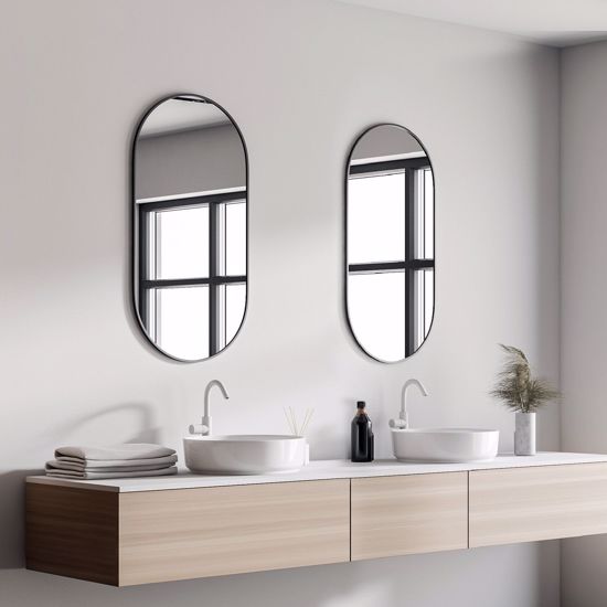 Specchio nero ovale da parete per bagno moderno 40x80 design