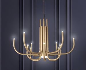 Ondaluce lampadario moderno nouveau led 3000k oro doppia luce