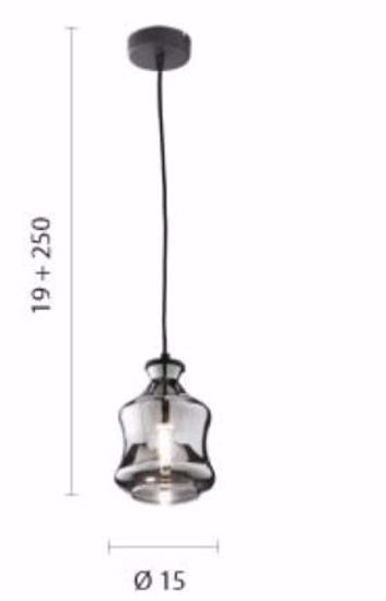 Lampada a sospensione vetro fume cavo estendibile pin ondaluce