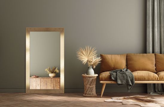Specchio a parete rettangolare 50x100 cornice oro tanponato per camera da letto