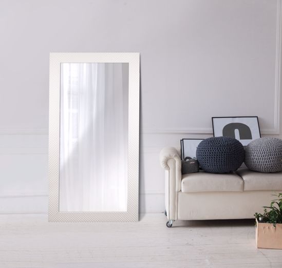 Specchio rettangolare 50x100 cornice trapuntata bianca design moderno