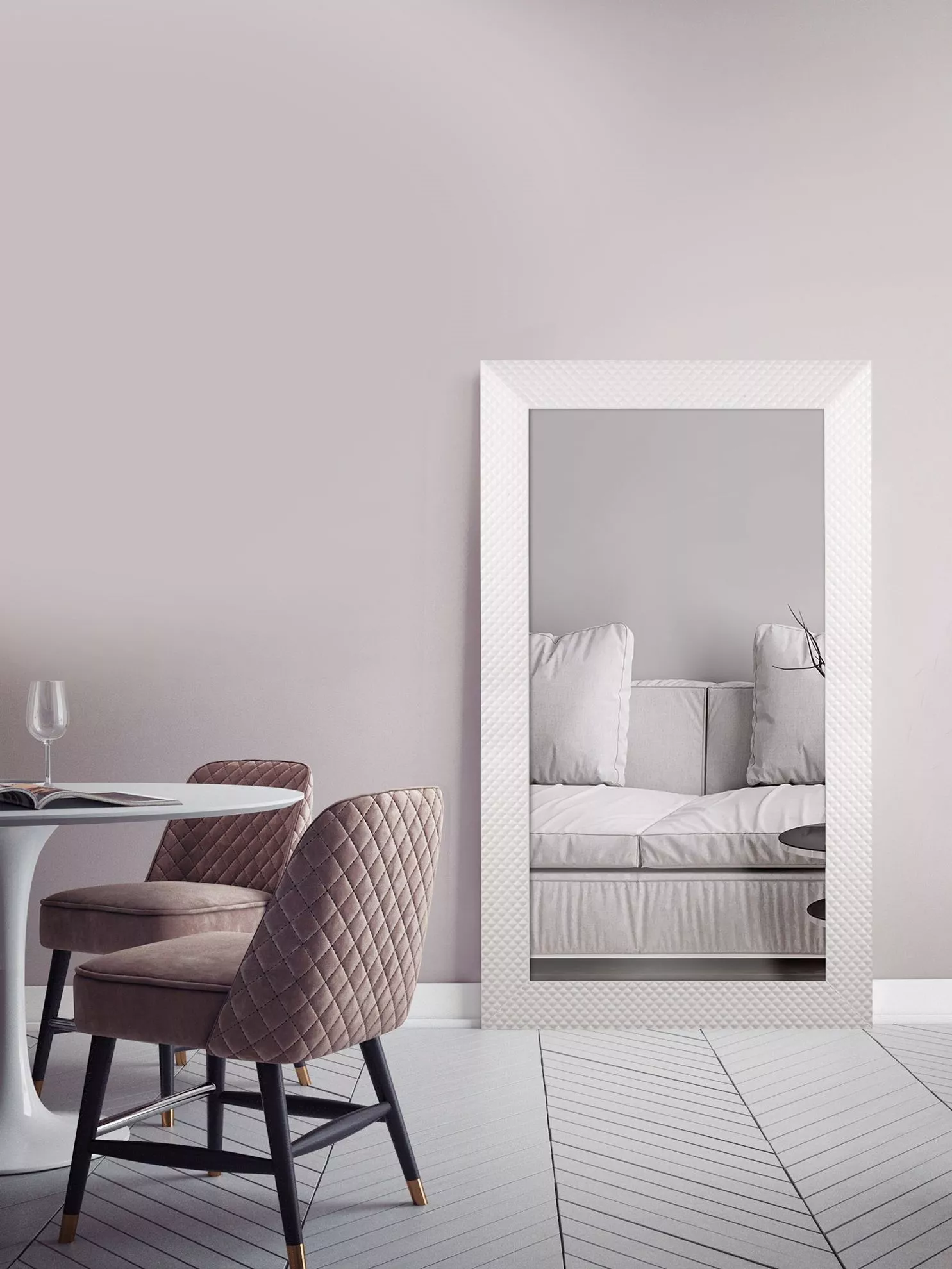 Specchio verticale 50x100 con cornice bianca design moderno per