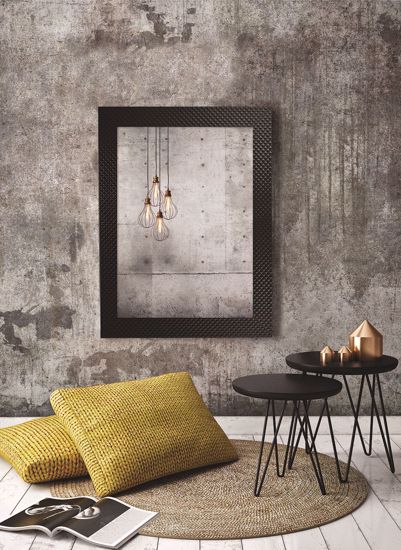 Specchiera da parete cornice nera 50x70 lavorazione trapuntata design moderna