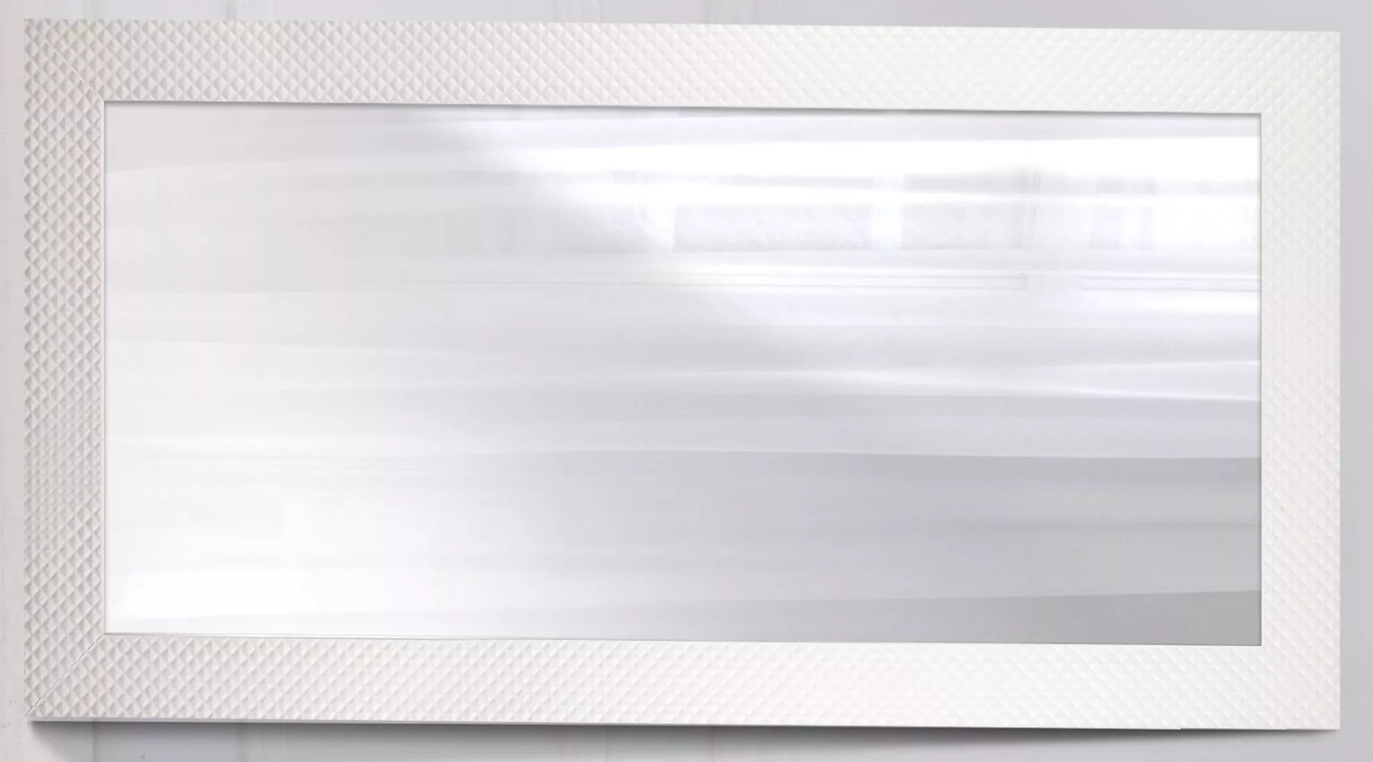 Specchio cornice trapuntata bianca 60x120 design moderno da parete - 7178