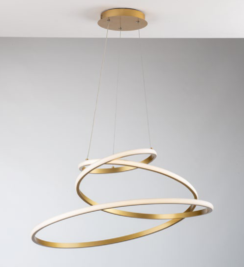 Lampadario led 60w moderno per salotto metallo oro tricolor luminoso