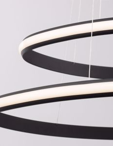 Lampadario moderno nero anelli led 48w 3000k per soggiorno