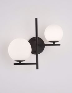 Lampada da parete moderna per interni design nero sfere bianche
