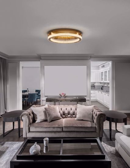 Plafoniera cerchio oro per soggiorno led 60w 3000k dimmerabile luxury