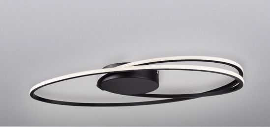 Plafoniera moderna led 28w 3000k nera design ovale per soggiorno