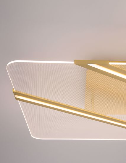 Grande plafoniera oro led 95cm quadrata per salotto moderno contemporaneo