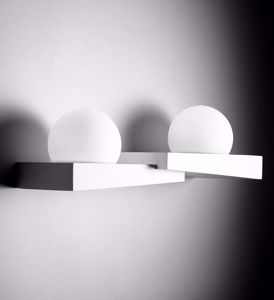 Applique cicladi sforzin in gesso bianco design moderna due luci sfere vetro