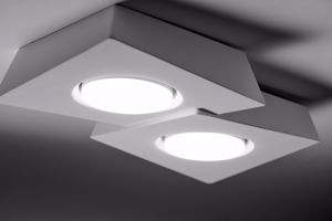 Plafoniera bianca di gesso design moderna due luci gx53 sforzin anchise
