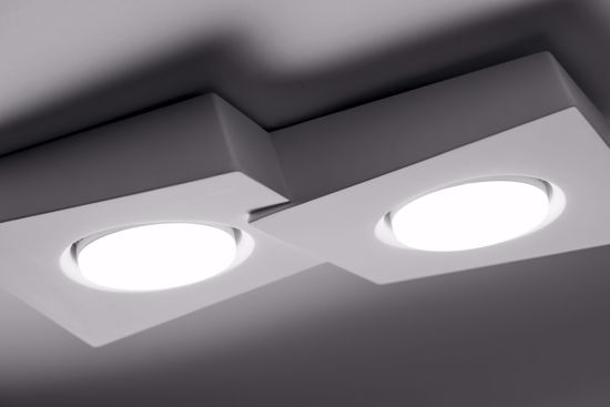 Plafoniera bianca di gesso design moderna due luci gx53 sforzin anchise