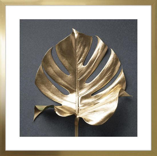 Quadri tre pezzi moderni eleganti foglie monstera per soggiorno cornice oro lucido