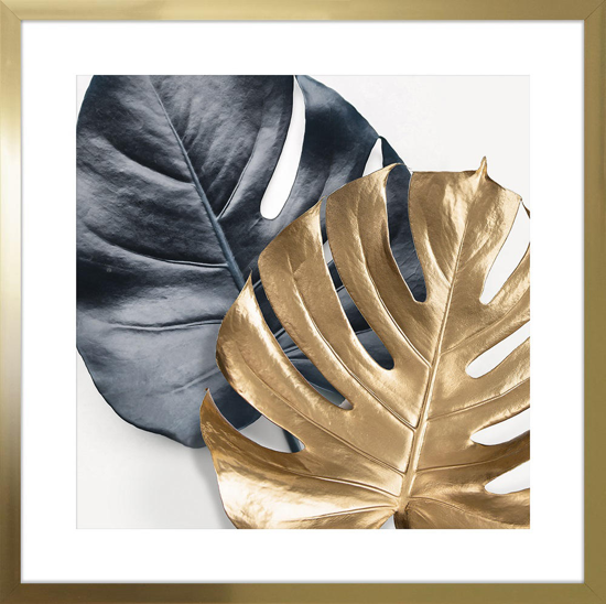 Quadri tre pezzi moderni eleganti foglie monstera per soggiorno cornice oro lucido