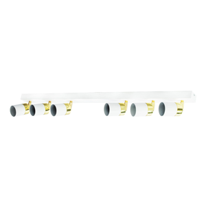 Plafoniera batman con binario 6 spot faretti bianco oro direzionali per interni