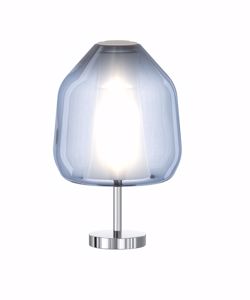 Lampada da comodino vetro blu struttura cromo design moderno toplight