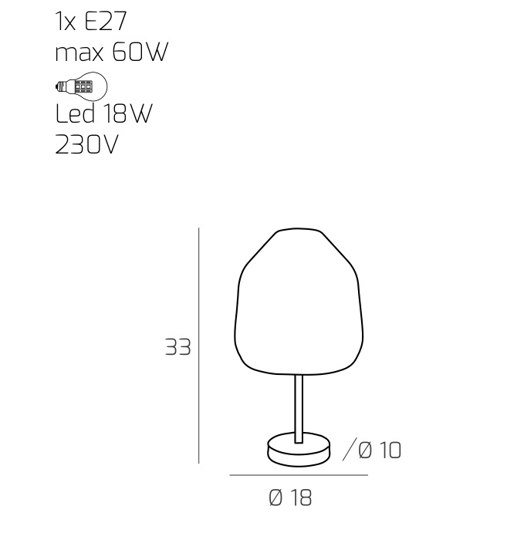 Toplight abatjour per comodino camera da letto vetro pirex trasparente moderna