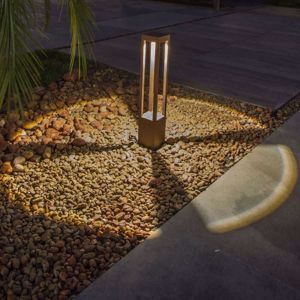 Lampione corten marrone led 10w 3000k da esterno ip54 illuminazione giardino