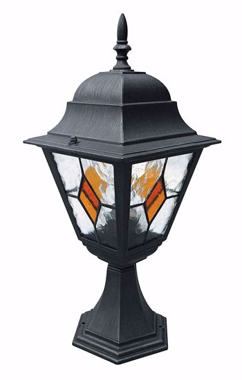 Lampioncino nero basso classico da esterno ip44 vetri decorati