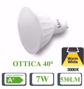 Life lampadina bianca led gu10 7w 3000k ottica 40 530lm 39.910234c fp