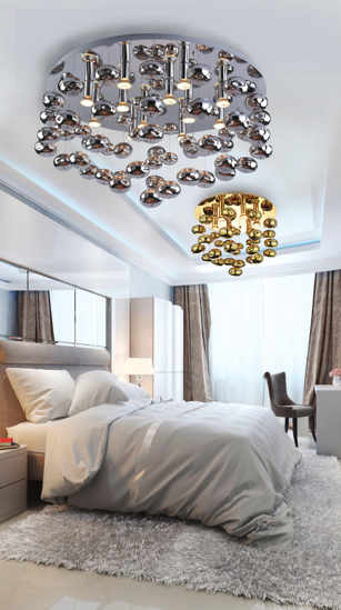 Plafoniera luxury bolle di vetro oro 50cm per camera da letto elegante