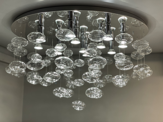 Plafoniera bolle di vetro trasparente sospese cromo 80cm per soggiorno