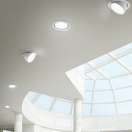 Gea luce faretto chandra incasso soffitto 40w 3000k orientabile tondo metallo bianco