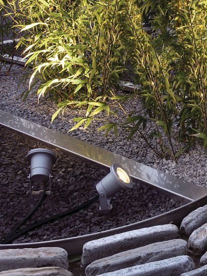 Faretto picchetto da giardino per esterni orientabile ip65 grigio con spina