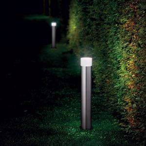 Lampione da giardino cilindro moderno acciaio 7w gu10 4000k ip44 paletto da esterno