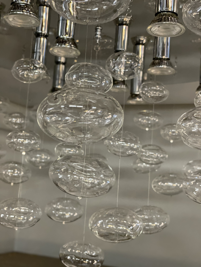 Plafoniera bolle di cristallo trasparente sospese 50cm