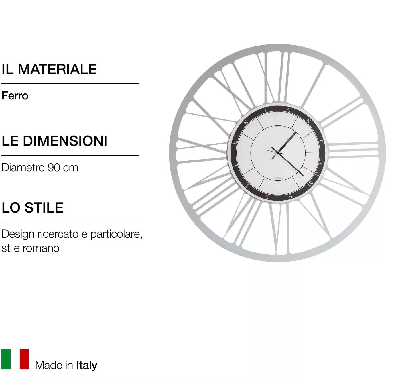 Orologio da Parete Design Elegante e Moderno in Ferro Made in Italy - Mikele